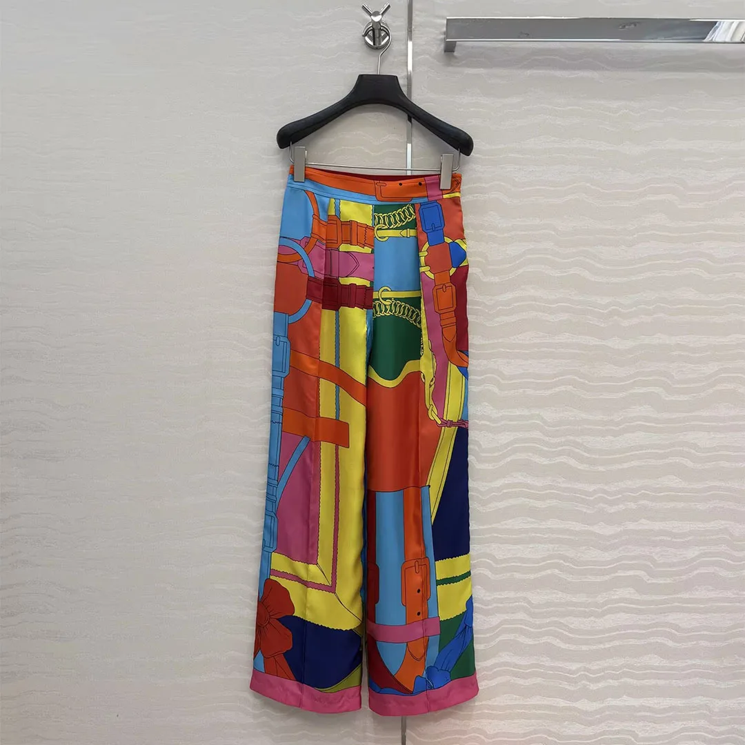 2026 New Summer Elegant 100% Silk Retro Wide Leg Pants Women Elastic High Waist Geometric Print Contrast Color Loose Trousers
2026 New Summer Elegant 100% Silk Retro Wide Leg Pants Women Elastic High Waist Geometric Print Contrast Color Loose Trousers