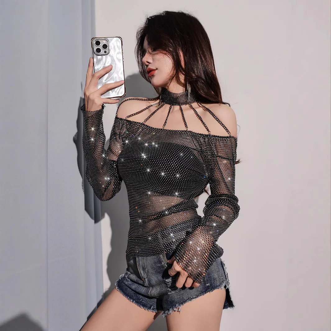 2025 Design Sense Women's Water Mesh Fashion Nightclub Set With Diamond Sexy Hot Girl Top L23530
2025 Design Sense Women's Water Mesh Fashion Nightclub Set With Diamond Sexy Hot Girl Top L23530