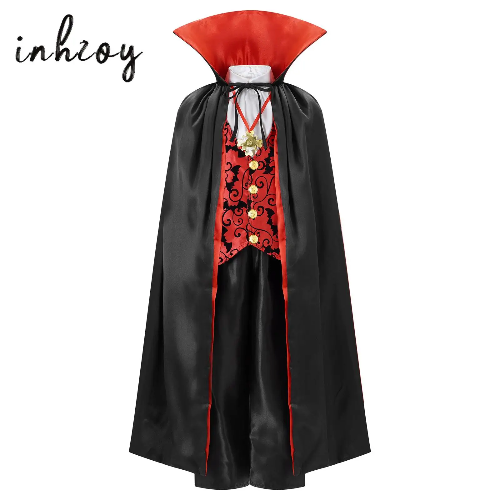 Boys Girls Halloween Vampire Cosplay Costumes Fake Two Piece Tops Long Pants Stand Collar Cloak Suit Masquerade Dress Up Outfit
Boys Girls Halloween Vampire Cosplay Costumes Fake Two Piece Tops Long Pants Stand Collar Cloak Suit Masquerade Dress Up Outfit
