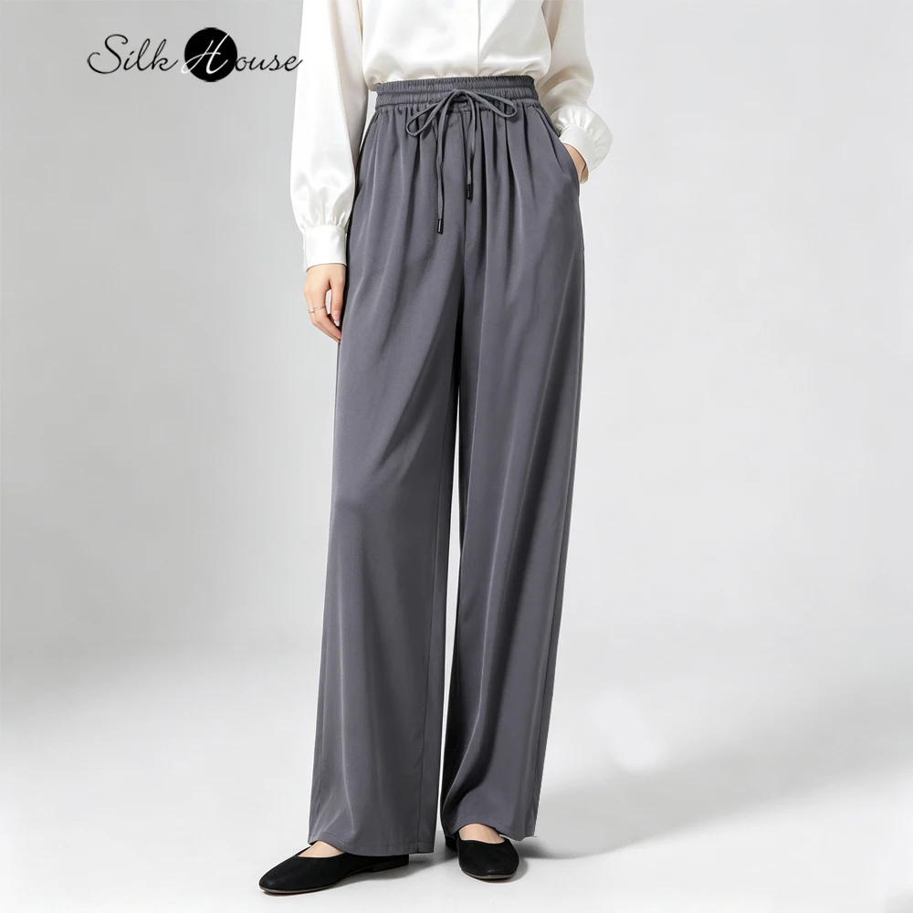 Women's Casual Spring and Summer New 93% Natural Mulberry Silk Elastic Double Qiao Satin Elastic Waist Tie Wide Leg Pants
Women's Casual Spring and Summer New 93% Natural Mulberry Silk Elastic Double Qiao Satin Elastic Waist Tie Wide Leg Pants