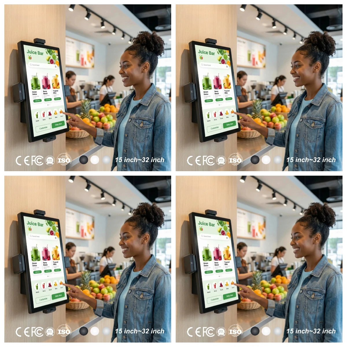 21.5 Inch Wall Mounted Payment Kiosks Juice Bar Metal Case Barcode Reader POS Solution
21.5 Inch Wall Mounted Payment Kiosks Juice Bar Metal Case Barcode Reader POS Solution