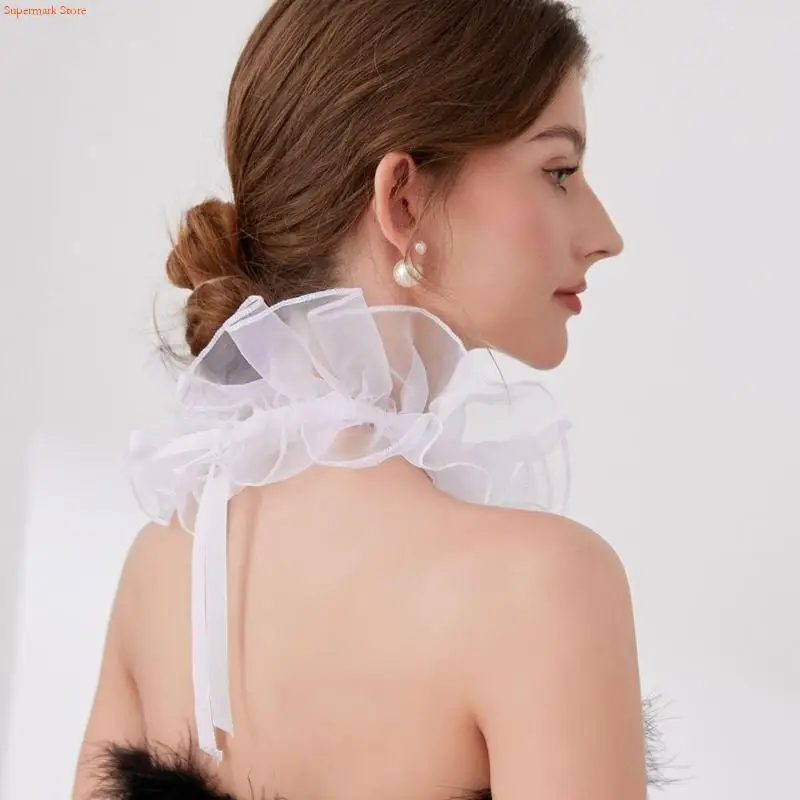 Q5WE Women Vintage Mesh Ruffle Detachable False Collar Renaissances Small Neck Ruff Vintage Ribbon Tie Choker Shawl Wrap
Q5WE Women Vintage Mesh Ruffle Detachable False Collar Renaissances Small Neck Ruff Vintage Ribbon Tie Choker Shawl Wrap