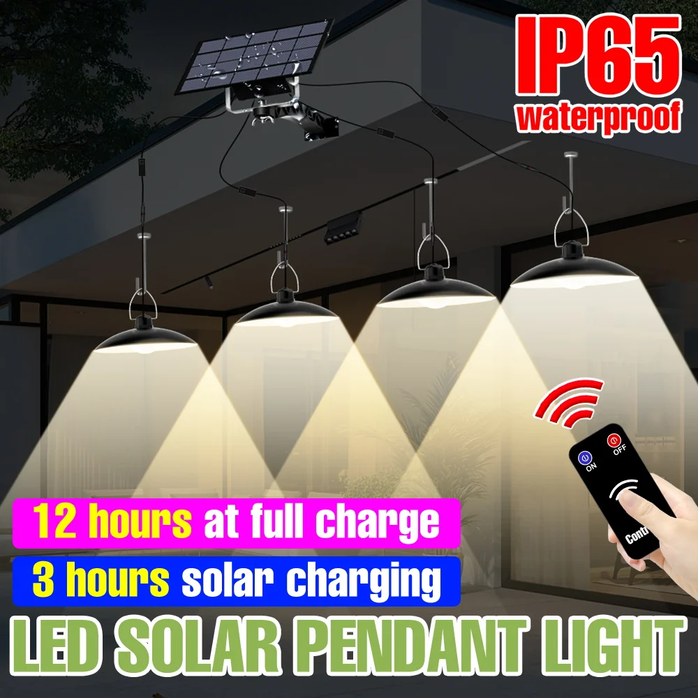 Solar Pendant Light Waterproof Outdoor Indoor Chandelier Exterior Wall Lamp Portable Emergency Lighting With Remote 1/2/3/4Heads
Solar Pendant Light Waterproof Outdoor Indoor Chandelier Exterior Wall Lamp Portable Emergency Lighting With Remote 1/2/3/4Heads