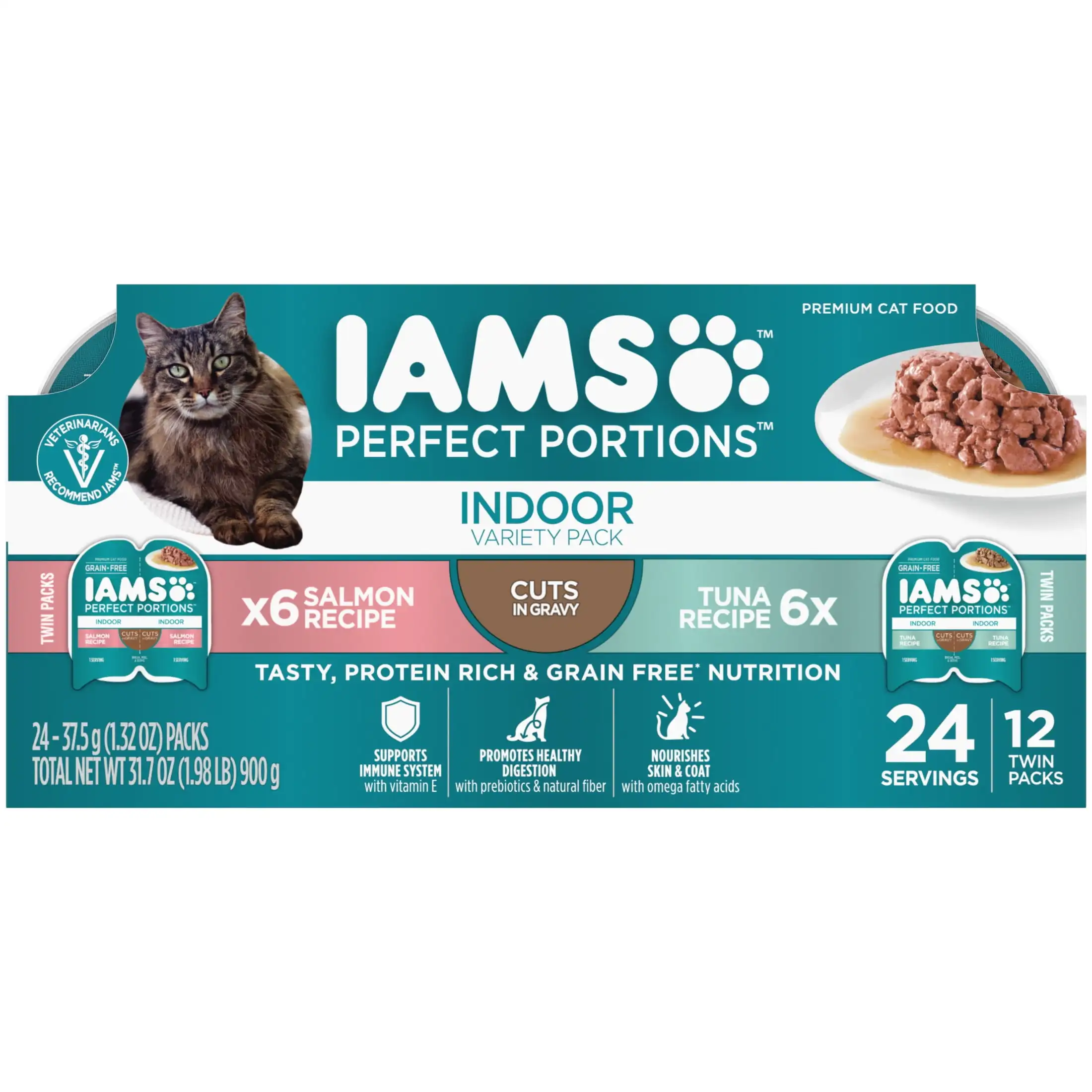 Идеальная комнатная еда для кошек Iams, без зерна, разрезы в соусах тунца, разные рецепты для лосося, (12) 2,6 унций, двойная партия
Идеальная комнатная еда для кошек Iams, без зерна, разрезы в соусах тунца, разные рецепты для лосося, (12) 2,6 унций, двойная партия