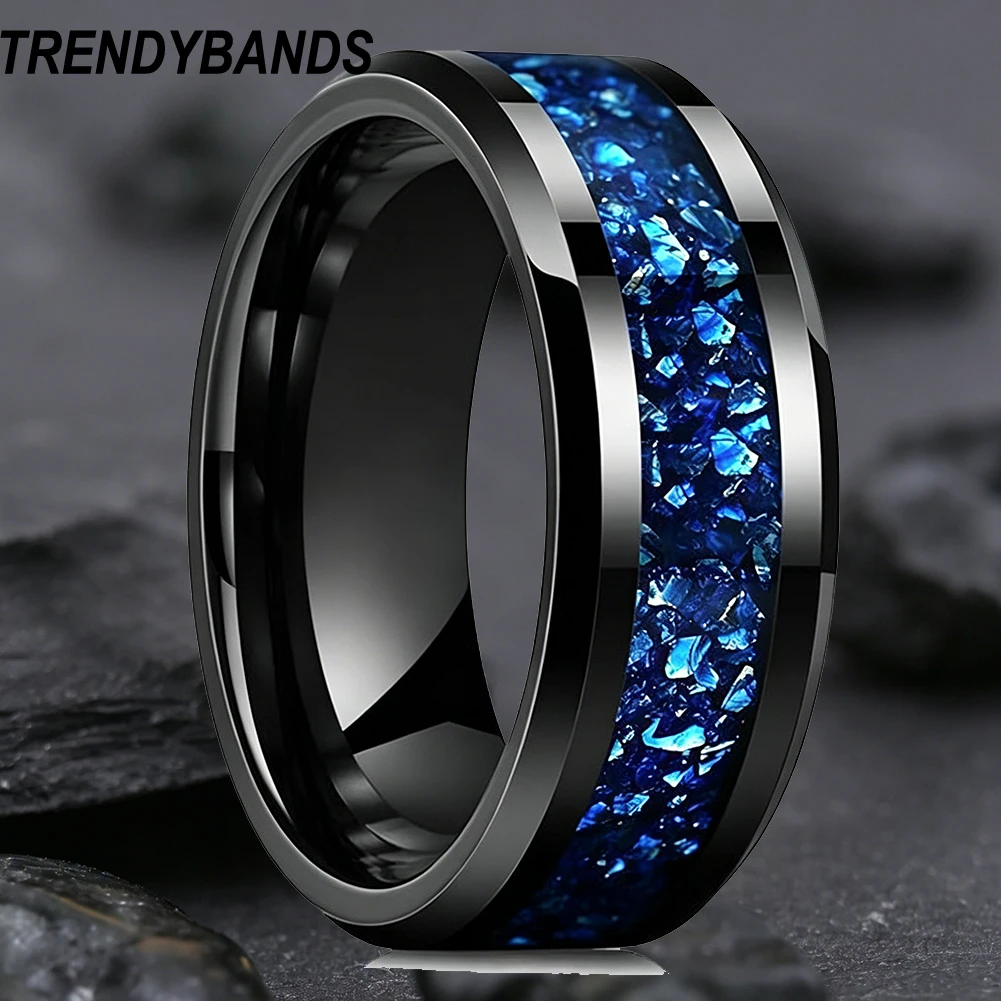8mm Black Blue Glass Stone Inlay Tungsten Carbide Ring Engagement Wedding Bands for Men Women Fashion Jewelry Comfort
8mm Black Blue Glass Stone Inlay Tungsten Carbide Ring Engagement Wedding Bands for Men Women Fashion Jewelry Comfort
