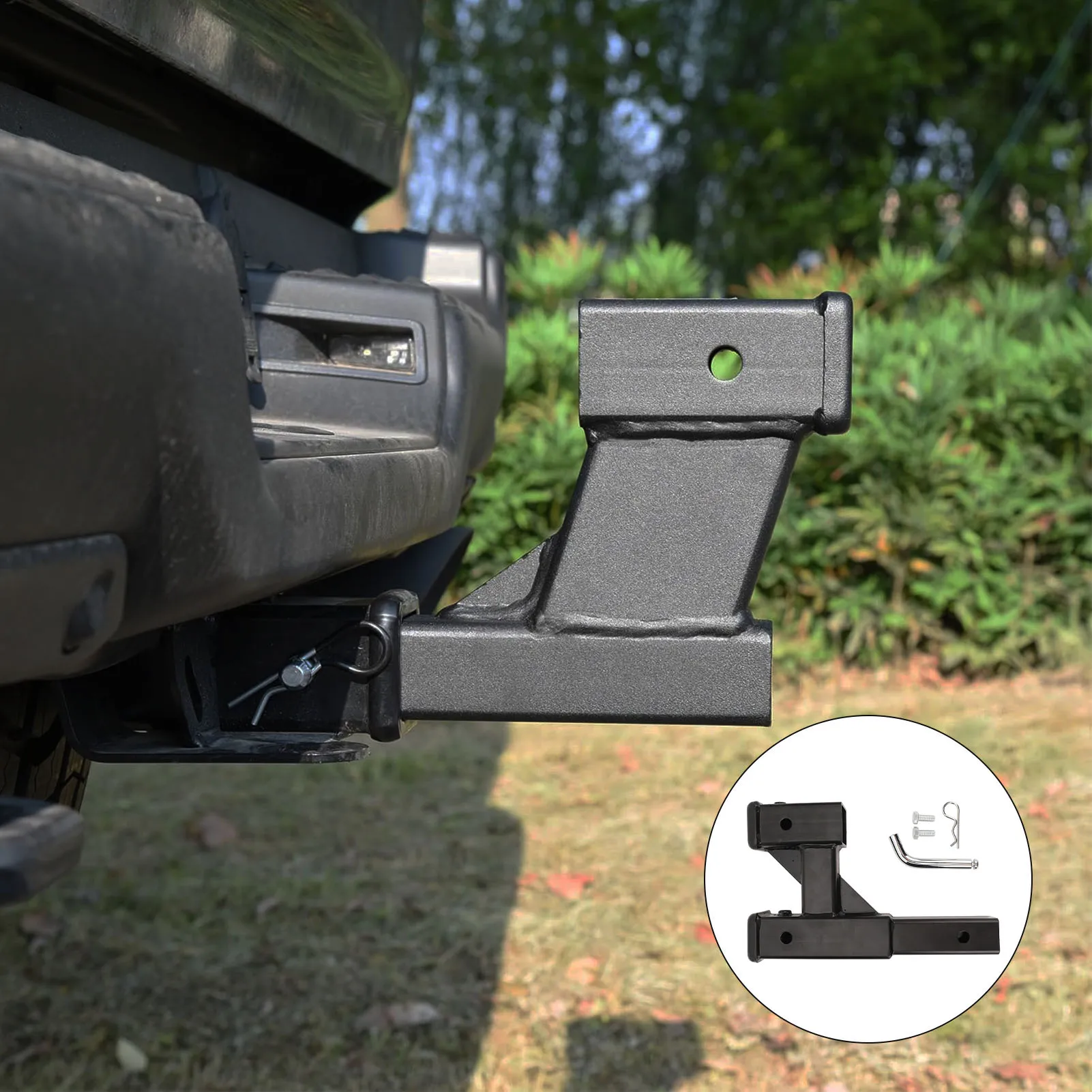 9.65 Inch Trailer Hitch Riser Extender 2 Inch Receiver Black Steel Trailer Hitch Extension Adapter for SUV Truck Car RV Towing
9.65 Inch Trailer Hitch Riser Extender 2 Inch Receiver Black Steel Trailer Hitch Extension Adapter for SUV Truck Car RV Towing