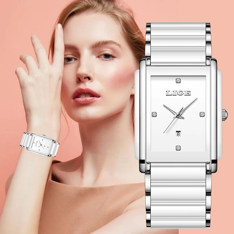 New Fashion LIGE Elegant Luxury Watches for Woman Square Ceramics Strap Leisure Simple Waterproof Date Quartz Clocks Reloj Mujer
New Fashion LIGE Elegant Luxury Watches for Woman Square Ceramics Strap Leisure Simple Waterproof Date Quartz Clocks Reloj Mujer