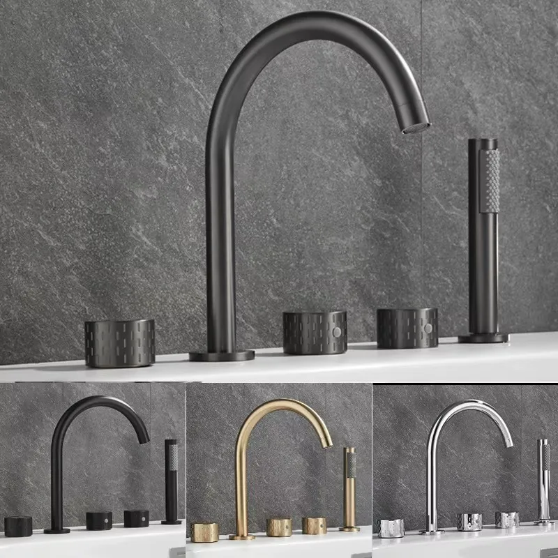 Gray Luxury Brass Deck-Mounted 5-Holes Bathroom Bath tub Rotating Faucet Mixer Bathtub Basin Water Tap With Spray 3 Handles
Gray Luxury Brass Deck-Mounted 5-Holes Bathroom Bath tub Rotating Faucet Mixer Bathtub Basin Water Tap With Spray 3 Handles