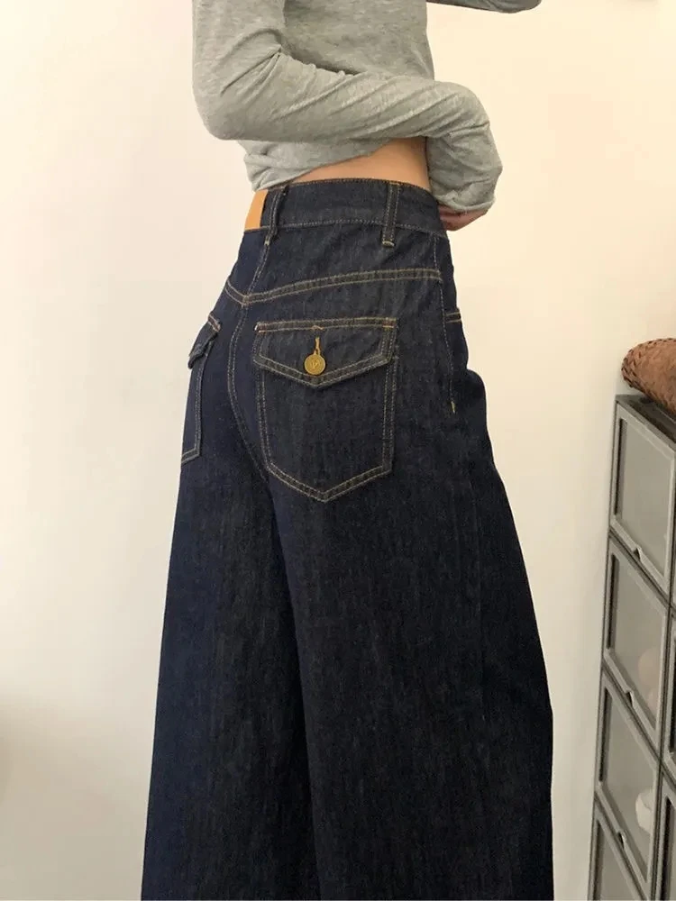 Deep Blue High Waist Loose Wide Leg Jeans Women's Casual Straight Long Pants Autumn New Style Drapey Floor-Length Trousers
Deep Blue High Waist Loose Wide Leg Jeans Women's Casual Straight Long Pants Autumn New Style Drapey Floor-Length Trousers