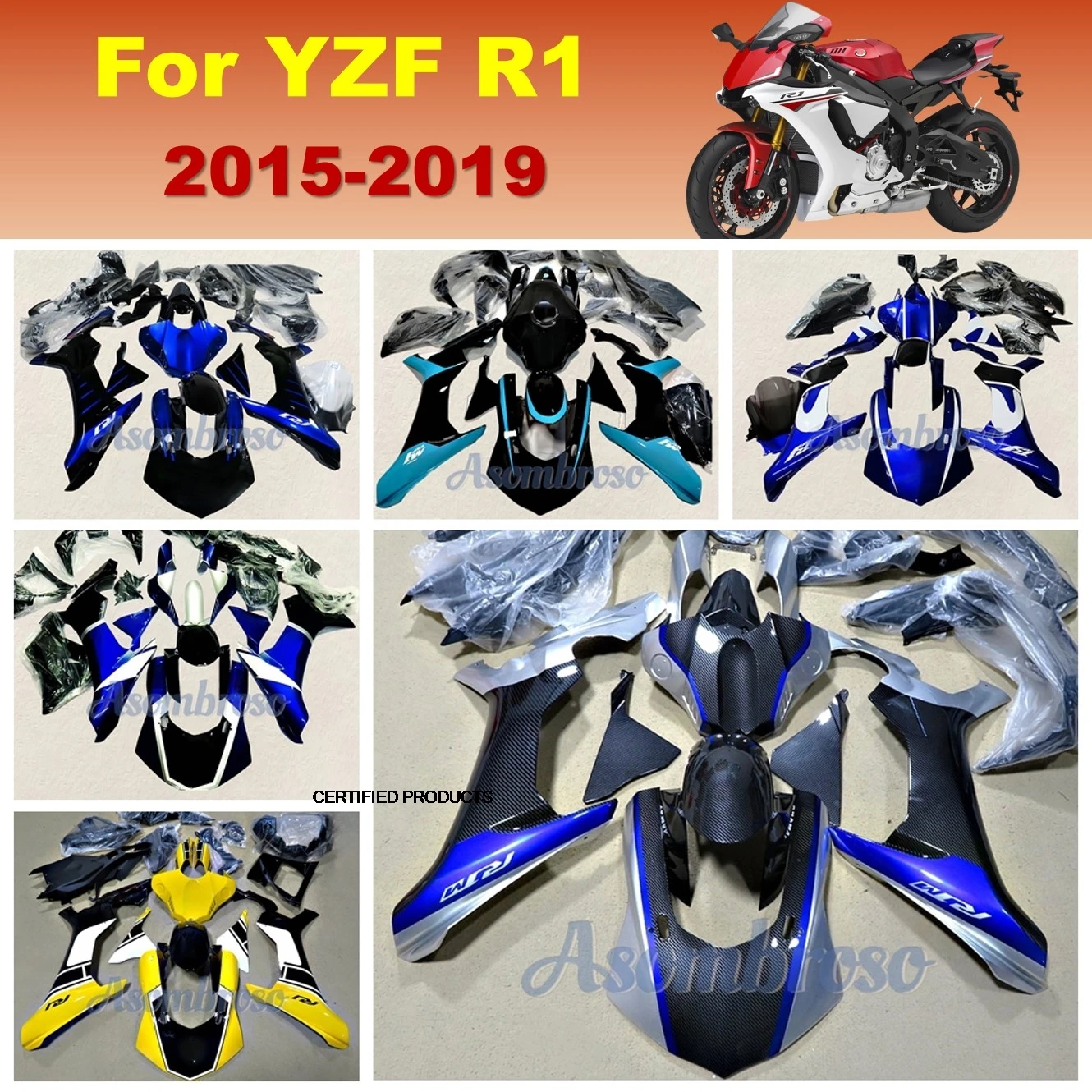 Новый комплект обтекателя из углеродного волокна, подходящий для YZFR1 2015 2016 2017 2018 2019 YZF-R1 2015-2019 комплект запасных частей для мотоцикла
Новый комплект обтекателя из углеродного волокна, подходящий для YZFR1 2015 2016 2017 2018 2019 YZF-R1 2015-2019 комплект запасных частей для мотоцикла