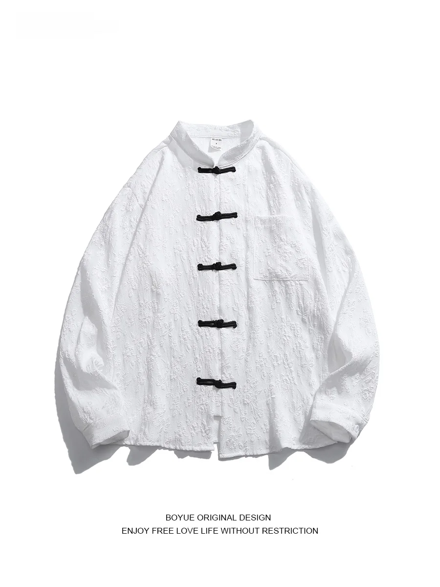 Boyue Chinese Retro Sle irt with Button Collar Men's Faionable Embroidered Outerwear Long Sve Loose Fit Autumn Wear
Boyue Chinese Retro Sle irt with Button Collar Men's Faionable Embroidered Outerwear Long Sve Loose Fit Autumn Wear