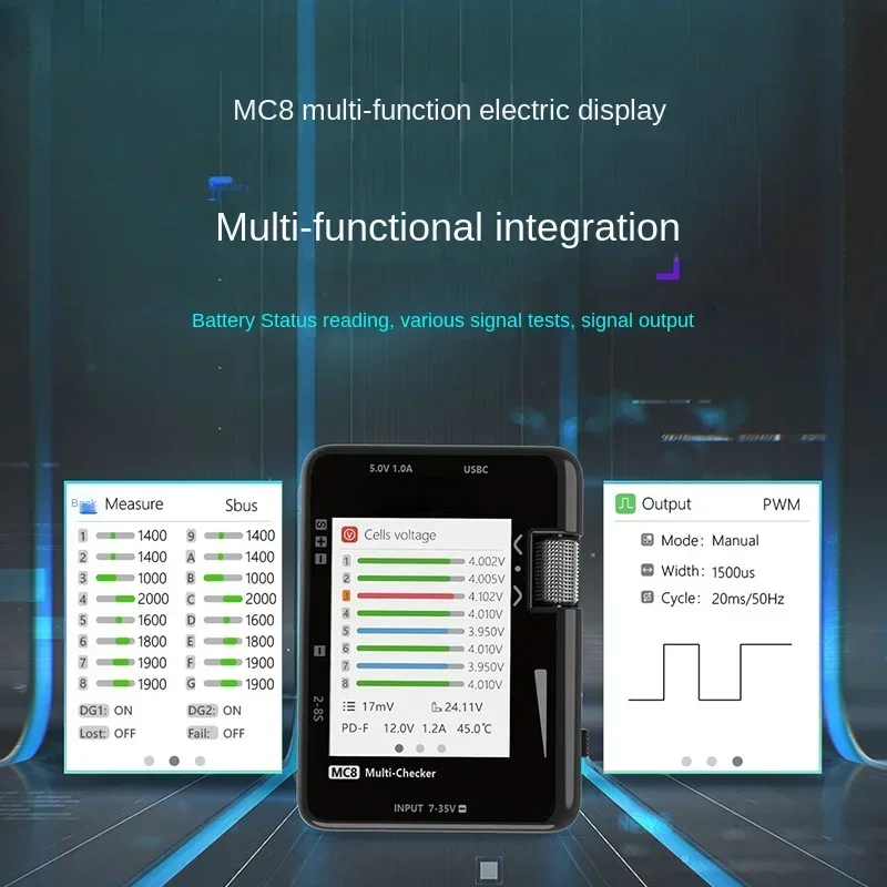 Hot sales MC8 Multi-Function Electric Display Balance Voltage Test Battery Status Signal Test PD Mobile Phone Charging
Hot sales MC8 Multi-Function Electric Display Balance Voltage Test Battery Status Signal Test PD Mobile Phone Charging