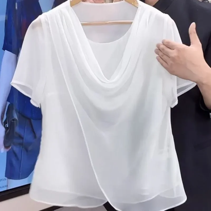 Женская шифоновая блузка с капюшоном и коротким рукавом, свободный крой, элегантный повседневный топ
Женская шифоновая блузка с капюшоном и коротким рукавом, свободный крой, элегантный повседневный топ