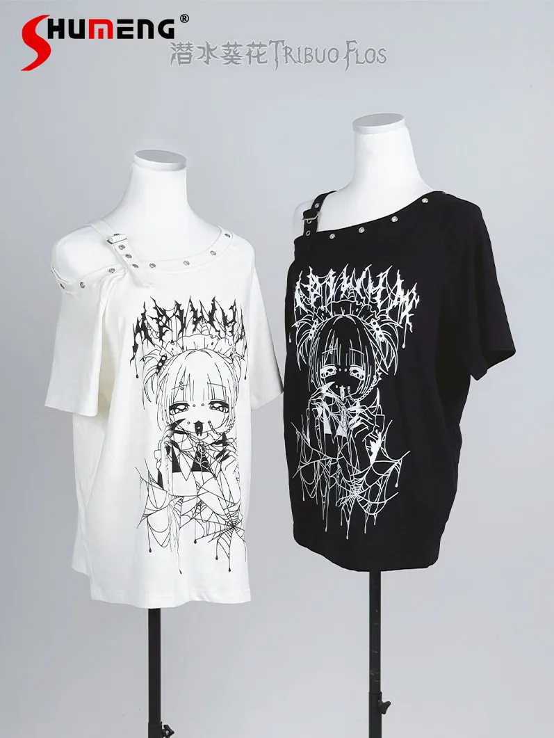 Japanese Subculture 2D Anime Print Student T-shirt Summer New Cute Oversized Cotton Top for Women Kawaii Off-shoulder T-shirt
Japanese Subculture 2D Anime Print Student T-shirt Summer New Cute Oversized Cotton Top for Women Kawaii Off-shoulder T-shirt