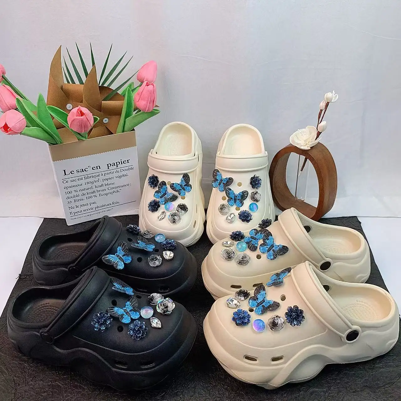New Style Women's Clogs, Fashionable Cloud-Heel Thick-Soled Sandals for Women, Summer Outdoor Wear, Eva Material, Lightweight and Comfortable, Starry Blue Butterfly Thick-Soled Sandals
New Style Women's Clogs, Fashionable Cloud-Heel Thick-Soled Sandals for Women, Summer Outdoor Wear, Eva Material, Lightweight and Comfortable, Starry Blue Butterfly Thick-Soled Sandals
