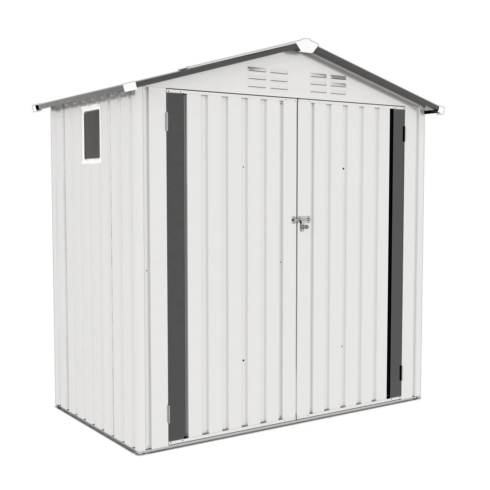 Modern Grey White Metal Storage Shed Waterproof with Ventilation and Skylight for Backyard Patio Garden Use
Modern Grey White Metal Storage Shed Waterproof with Ventilation and Skylight for Backyard Patio Garden Use