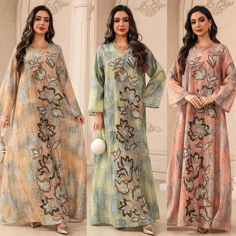 Ramadan Muslim Abayas for Women Dubai Party V Neck Robe Sequins Flower Long Dress Morocco Kaftan Islam Vestidos 2026
Ramadan Muslim Abayas for Women Dubai Party V Neck Robe Sequins Flower Long Dress Morocco Kaftan Islam Vestidos 2026