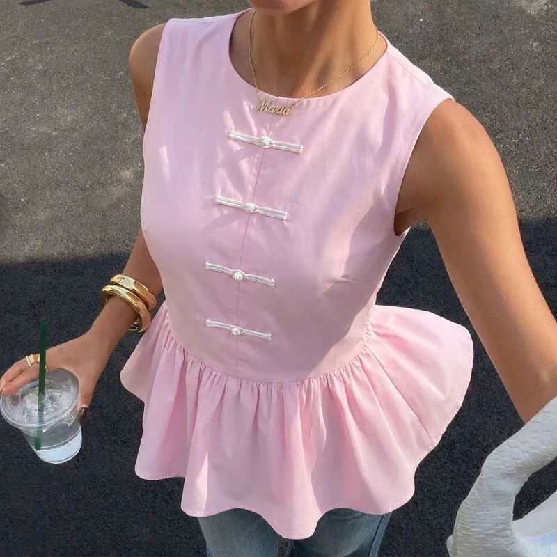 2026 Summer Versatile Temperament Fashion Women's Clothing Exquisite Sleeveless Rope Knot Button Decoration Short Skirt Top
2026 Summer Versatile Temperament Fashion Women's Clothing Exquisite Sleeveless Rope Knot Button Decoration Short Skirt Top