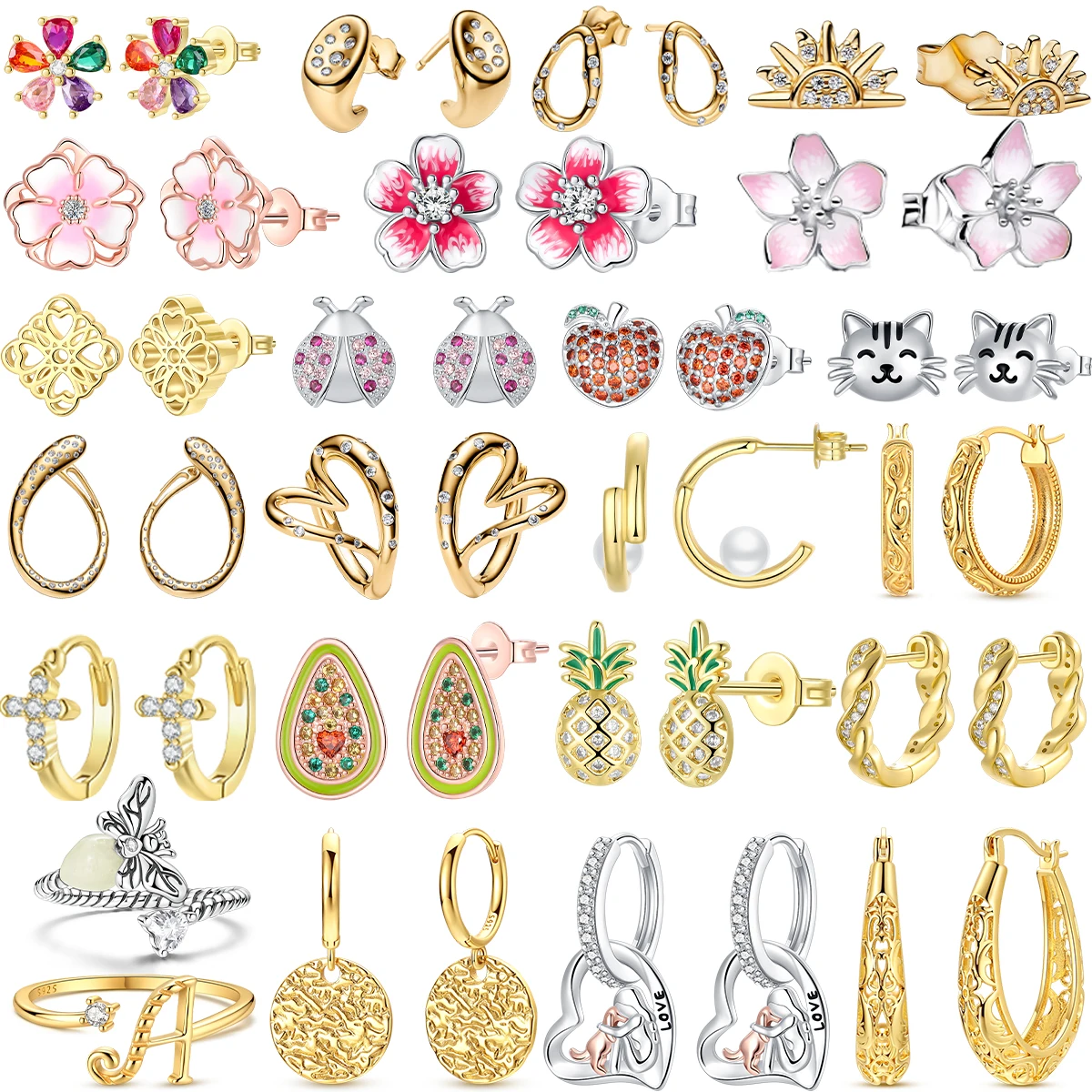 New Original 925 Sterling Silver Flower Bow Four Leaf Clover Fruit Heart Horse Cat Earrings fit Women's Birthdays Jewelry Gifts
New Original 925 Sterling Silver Flower Bow Four Leaf Clover Fruit Heart Horse Cat Earrings fit Women's Birthdays Jewelry Gifts