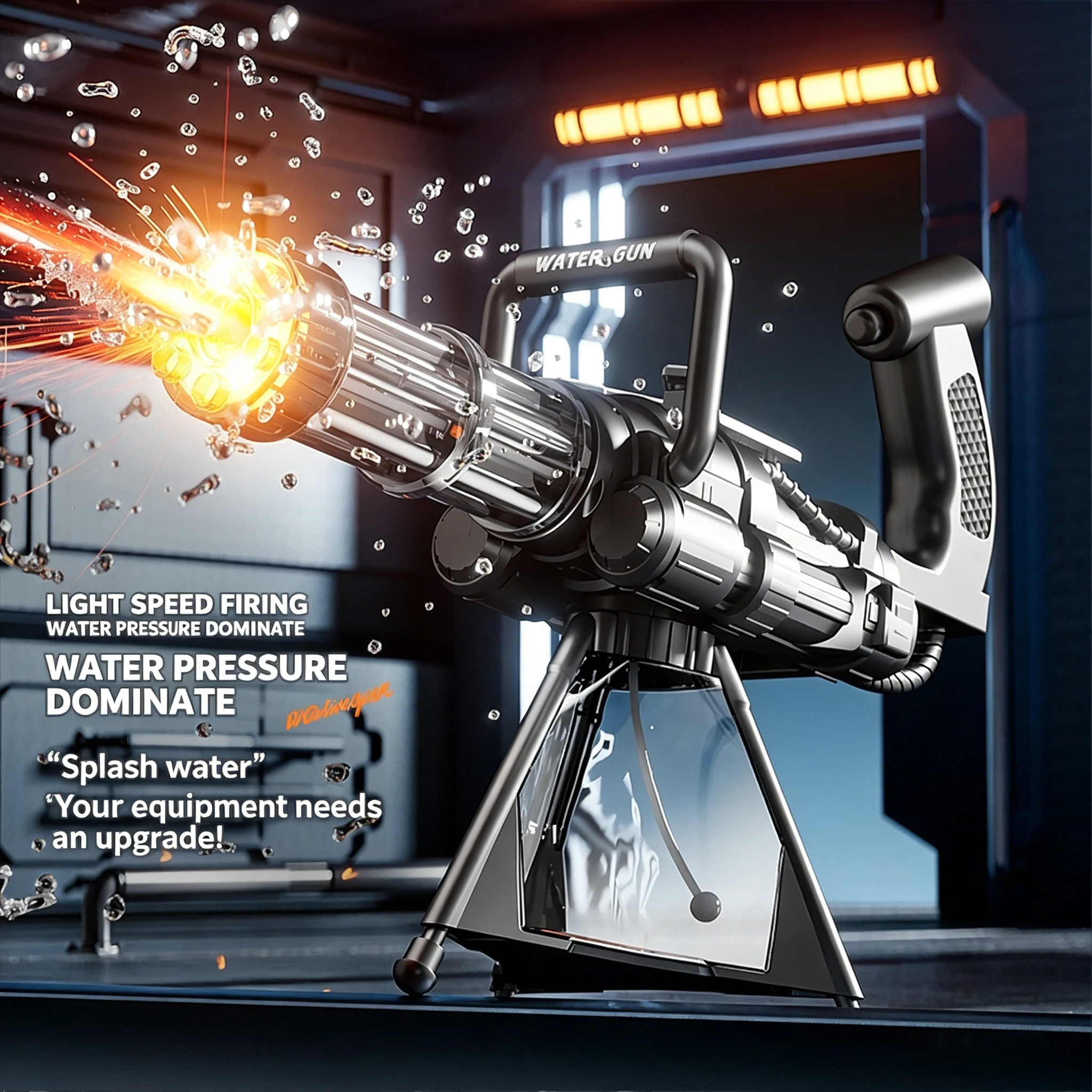 Gatling Rotating Electric Water Gun with Light-up High Speed Continuous Shooting Powerful Water Blaster for Summer Play Fun Toy
Gatling Rotating Electric Water Gun with Light-up High Speed Continuous Shooting Powerful Water Blaster for Summer Play Fun Toy