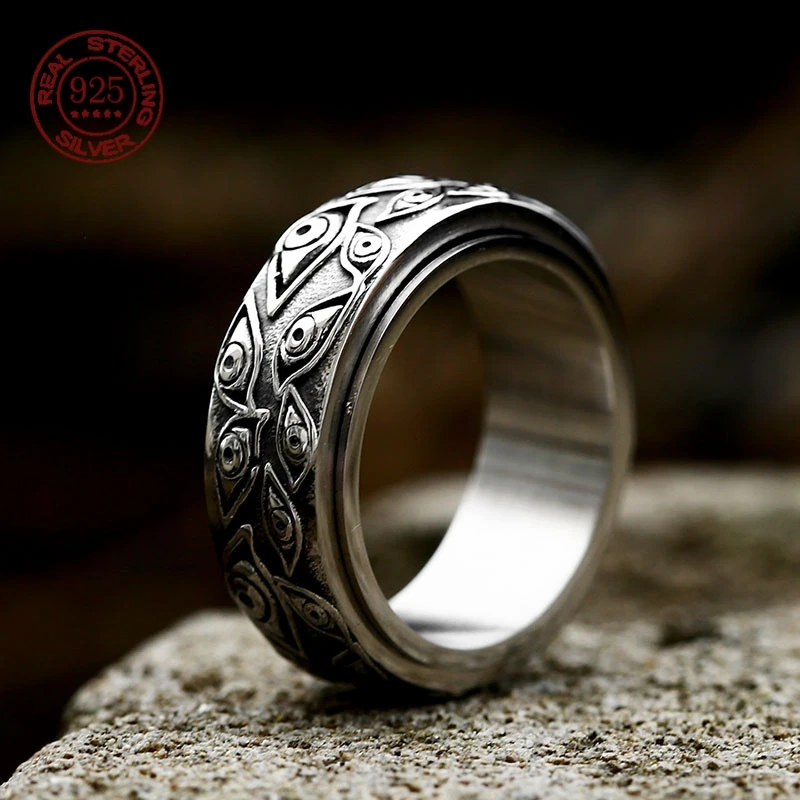 Simplicity Vintage S925 Sterling Silver Vintage Evil Eye of God Ring Spinner Ring Stress Relieving Anxiety Jewelry Gift Factory
Simplicity Vintage S925 Sterling Silver Vintage Evil Eye of God Ring Spinner Ring Stress Relieving Anxiety Jewelry Gift Factory