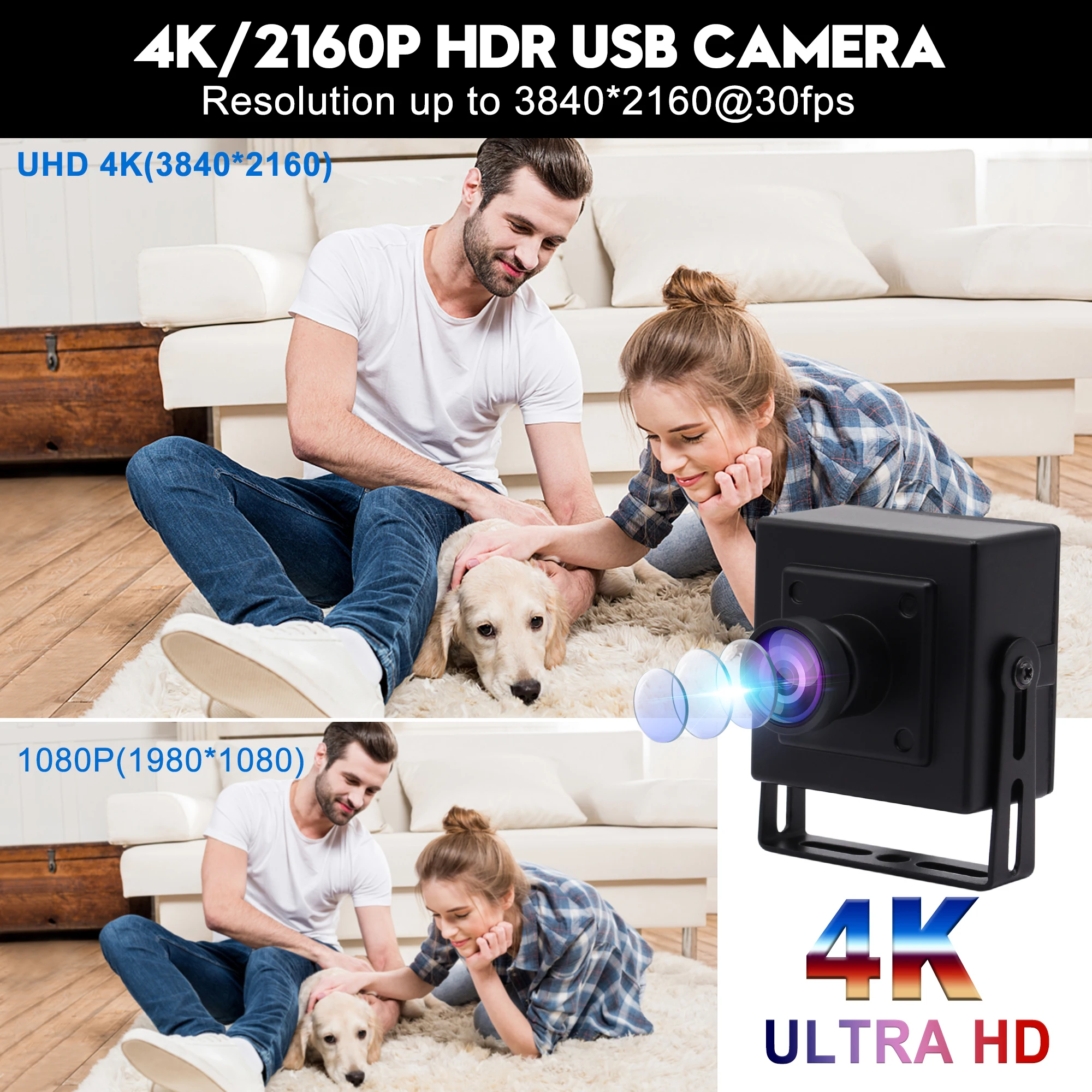 ELP 4K High Speed 30fps USB Web Camera CMOS IMX317 3840x2160 UVC Industrial Camera with No Distortion Lens for Security, PC, Pi
ELP 4K High Speed 30fps USB Web Camera CMOS IMX317 3840x2160 UVC Industrial Camera with No Distortion Lens for Security, PC, Pi