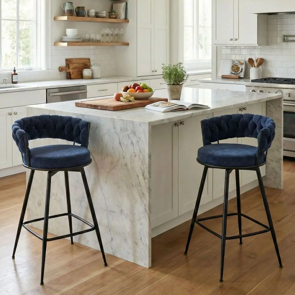 Bar Stools Set of 2, 28.7 inch Seat Height Bar Chairs, 360 Swivel Counter Height Barstools with Woven Back, holstered Chenill
Bar Stools Set of 2, 28.7 inch Seat Height Bar Chairs, 360 Swivel Counter Height Barstools with Woven Back, holstered Chenill