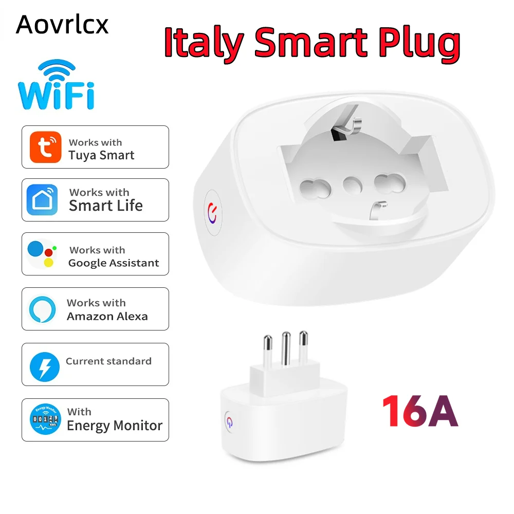 16A Tuya Smart Socket WiFi Plug Italy 3pin Adapter Home Alexa Voice Control With Energy Monitering Timer Function Power Outlet
16A Tuya Smart Socket WiFi Plug Italy 3pin Adapter Home Alexa Voice Control With Energy Monitering Timer Function Power Outlet