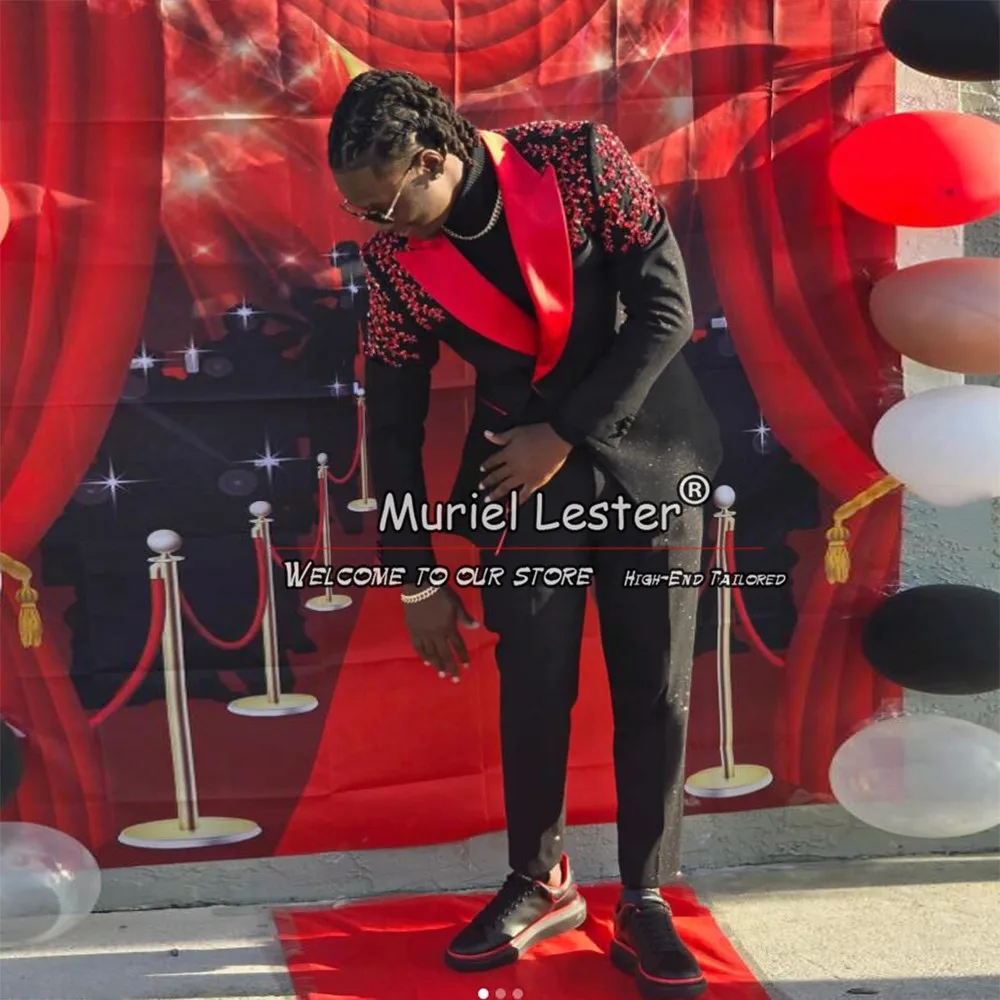 Glitter Black Men Suits With Beaded Crystals Groom Tuxedos 2 Pieces Set Formal Wedding Party Prom Blazer Skinny Costume Homme
Glitter Black Men Suits With Beaded Crystals Groom Tuxedos 2 Pieces Set Formal Wedding Party Prom Blazer Skinny Costume Homme