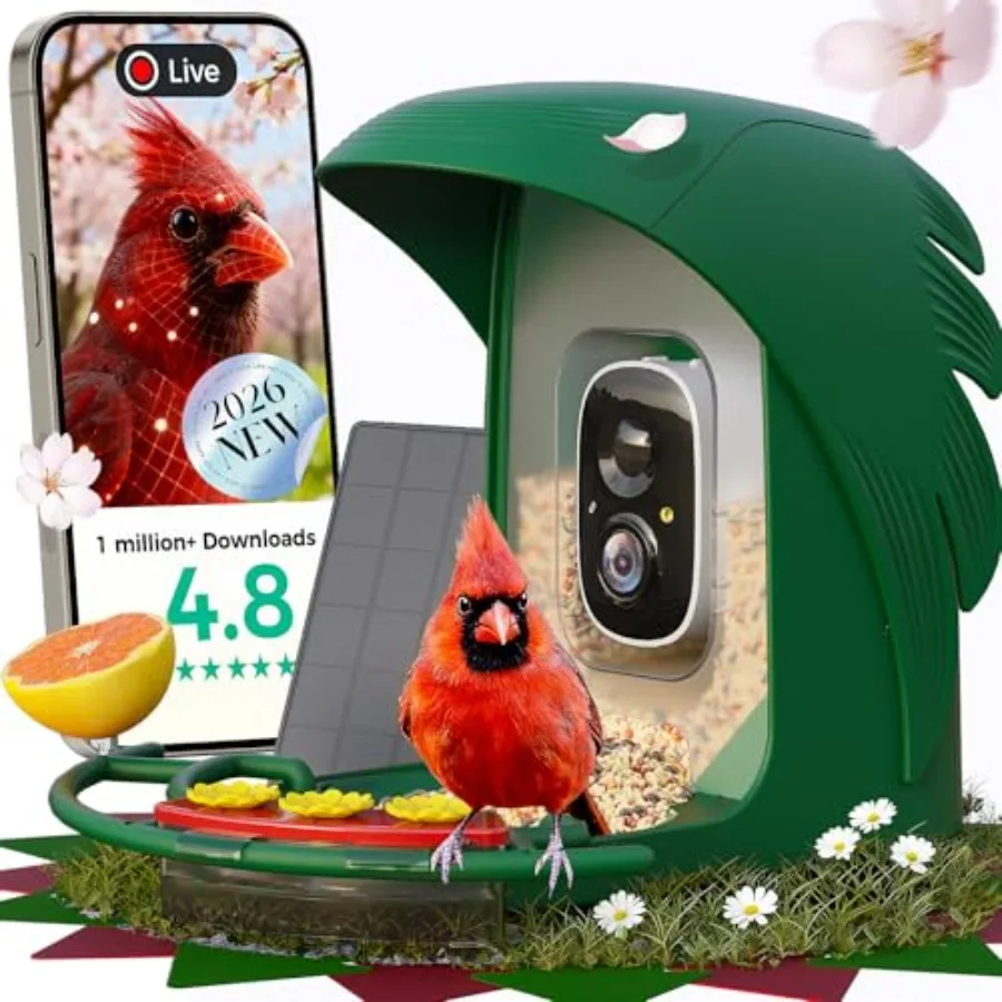 Outdoor AI bird feeder with solar-powered 2K HD camera black ABS plastic real-time live view and DIY add-onsideal for birdwatch
Outdoor AI bird feeder with solar-powered 2K HD camera black ABS plastic real-time live view and DIY add-onsideal for birdwatch