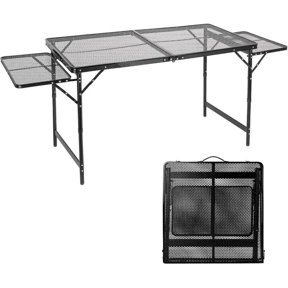 Grill Table Folding Table with 2 Wing Panels 4FT+1.77 FT with Mesh Desktop 3 Height Adjustable Portable Grill for Outdoor Indoor
Grill Table Folding Table with 2 Wing Panels 4FT+1.77 FT with Mesh Desktop 3 Height Adjustable Portable Grill for Outdoor Indoor
