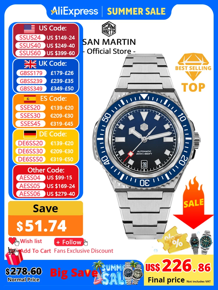 San Martin 41mm Men Diving Watch Integrated Case NH35 Automatic Mechanical Watch Original Design 200m Waterproof Sapphire SN0146
San Martin 41mm Men Diving Watch Integrated Case NH35 Automatic Mechanical Watch Original Design 200m Waterproof Sapphire SN0146