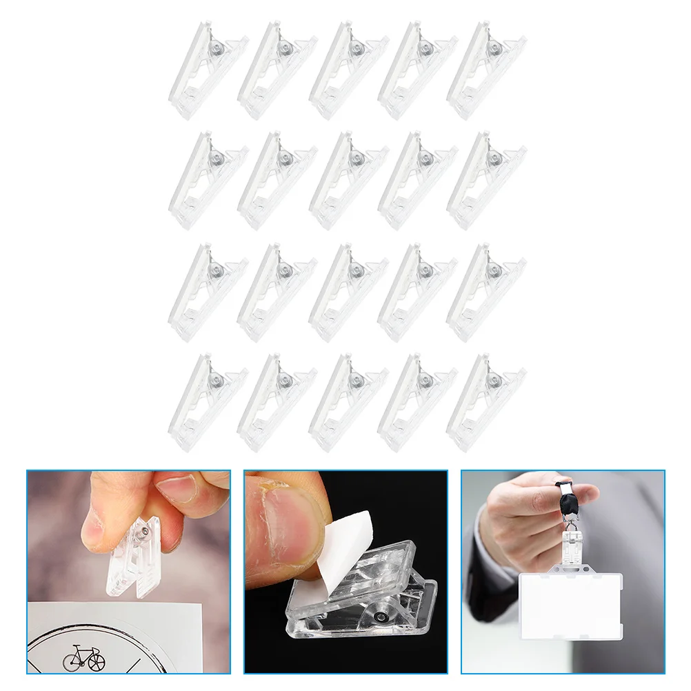 20 Pcs Self-adhesive Clip Small Spring Clips Wall for Hanging Badge Holders Id Plastic Name Cards
20 Pcs Self-adhesive Clip Small Spring Clips Wall for Hanging Badge Holders Id Plastic Name Cards