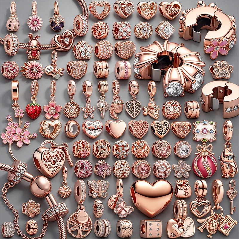 Rose Gold Plated Charms for Bracelet DIY Jewelry Making Heart Flower Strawberry Butterfly Paw Print CZ Pendant Beads Women Gift
Rose Gold Plated Charms for Bracelet DIY Jewelry Making Heart Flower Strawberry Butterfly Paw Print CZ Pendant Beads Women Gift