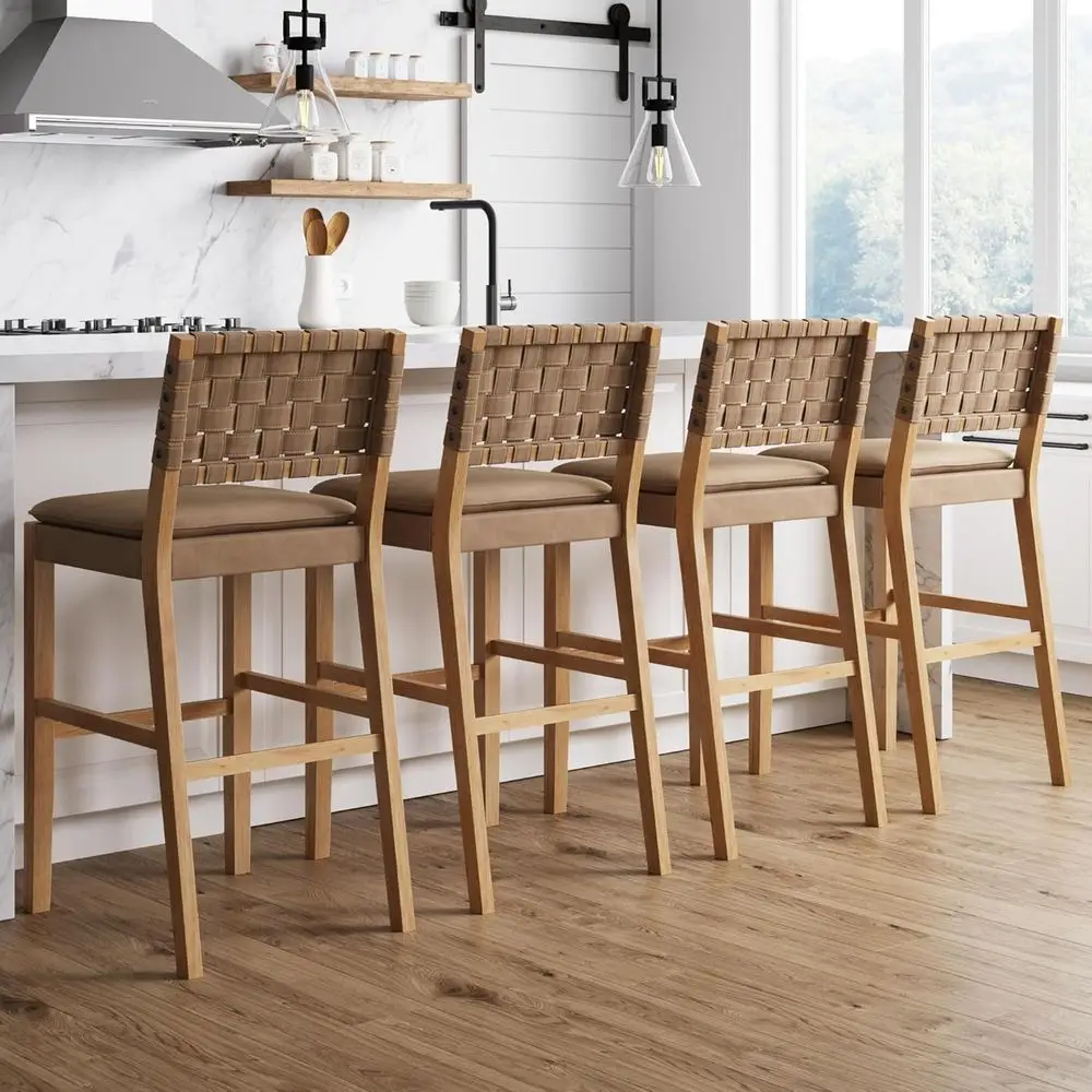 Cohen -Century ern 29 in. Wood Bar Stool, Upholstered aux Leather Bar Height Stool with Solid Wood e, Natural Brown, Set o 4
Cohen -Century ern 29 in. Wood Bar Stool, Upholstered aux Leather Bar Height Stool with Solid Wood e, Natural Brown, Set o 4