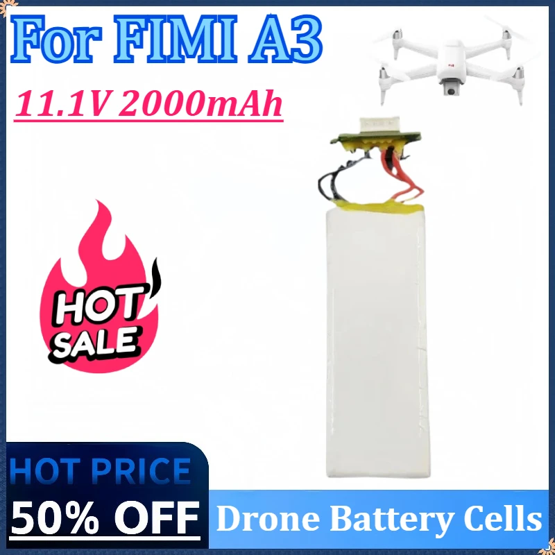 New 11.1V 2000mAh Drone Battery for Xiaomi FIMI A3 Lipo 3S Replacement DIY Drone Assembling Rechargeable Lithium Battery Cells
New 11.1V 2000mAh Drone Battery for Xiaomi FIMI A3 Lipo 3S Replacement DIY Drone Assembling Rechargeable Lithium Battery Cells