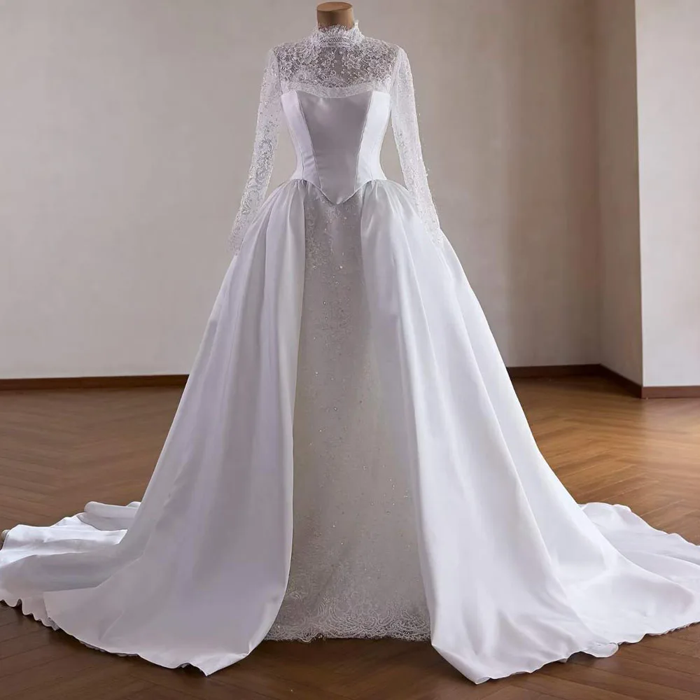 Customized Turtle Bridal Wedding Dress With Long Sleeves Detachable Train Embroidery And Beading For Women
Customized Turtle Bridal Wedding Dress With Long Sleeves Detachable Train Embroidery And Beading For Women