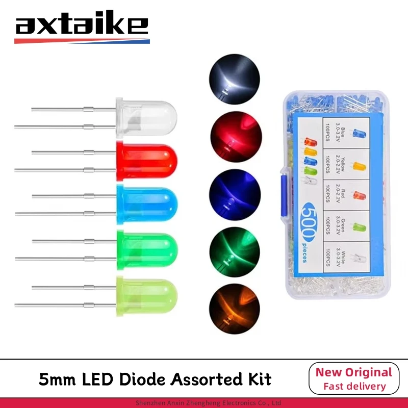 500PCS 5MM LED Light Emitting Diode White Red Yellow Blue Green F5 LED Diode Assortment Kit LED Lamp For Arduino Electronics DIY
500PCS 5MM LED Light Emitting Diode White Red Yellow Blue Green F5 LED Diode Assortment Kit LED Lamp For Arduino Electronics DIY