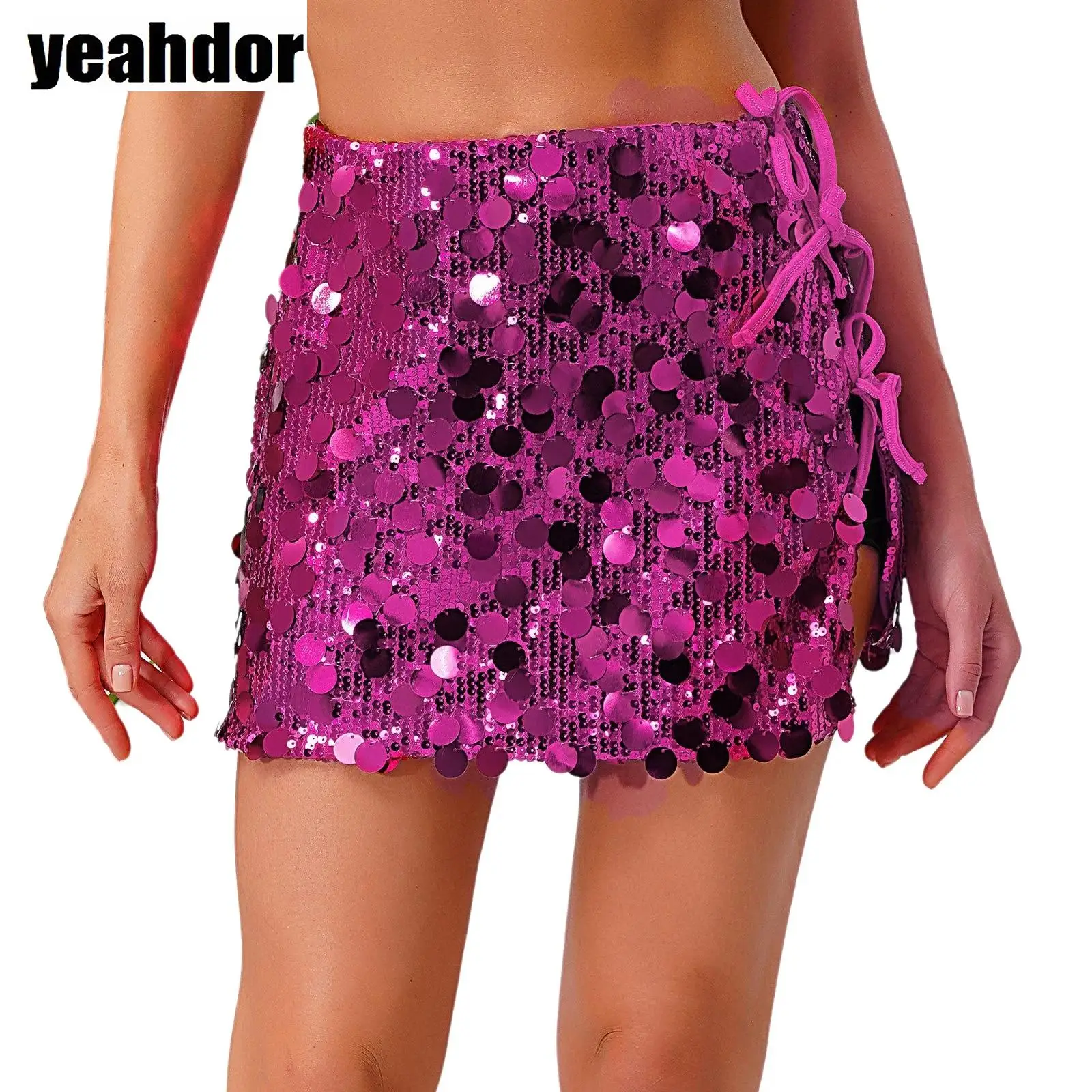 Women Sequin Miniskirt Sparkly Sequined Mesh Fully Lined Side Slit Lace-up Bodycon Skirt for Raves Party Dance Club Beachwear
Women Sequin Miniskirt Sparkly Sequined Mesh Fully Lined Side Slit Lace-up Bodycon Skirt for Raves Party Dance Club Beachwear