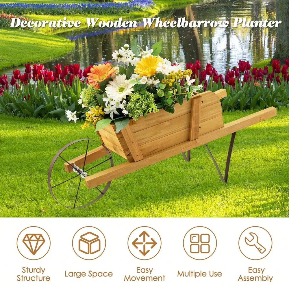 Wagon Planter Decorative Indoor Outdoor Rustic Flower Cart With Wheel Blue Beige Red
Wagon Planter Decorative Indoor Outdoor Rustic Flower Cart With Wheel Blue Beige Red