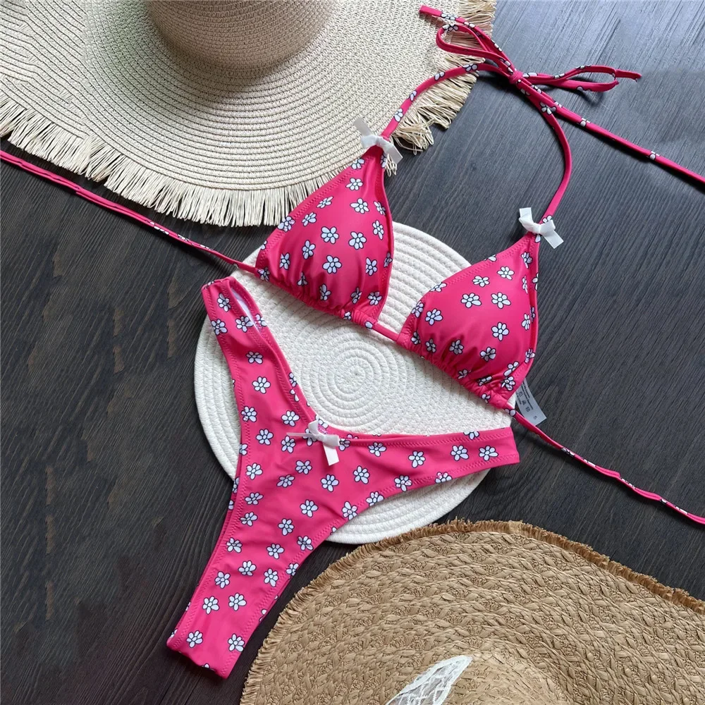 Rose Red Floral Print String Halter Swimwear Triangle Micro Bikini Thong Sexy Swimsuit Women 2025 Bow Bathing Suit Bikinis Sets
Rose Red Floral Print String Halter Swimwear Triangle Micro Bikini Thong Sexy Swimsuit Women 2025 Bow Bathing Suit Bikinis Sets