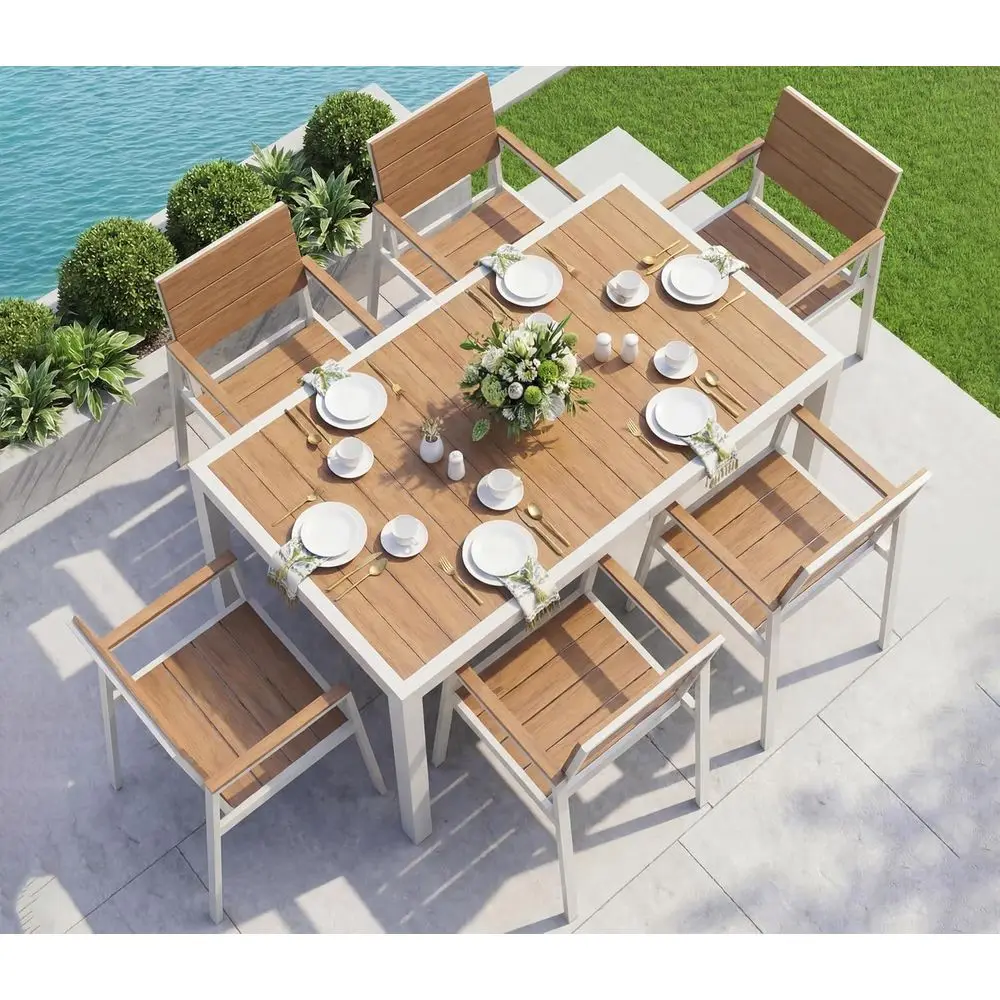 7-Piece Outdoor Dining Set, Dining Table Set or 6, Patio Table and Chairs Set with Umbrella Hole, All Weather HDPS Outdoor Table
7-Piece Outdoor Dining Set, Dining Table Set or 6, Patio Table and Chairs Set with Umbrella Hole, All Weather HDPS Outdoor Table