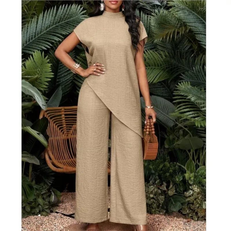 Women's Casual Solid Loose Top Two-piece Sets Summer Fashion Sleeveless Irregular Hem Top + Wide Leg Pants Set Street Outfit
Women's Casual Solid Loose Top Two-piece Sets Summer Fashion Sleeveless Irregular Hem Top + Wide Leg Pants Set Street Outfit