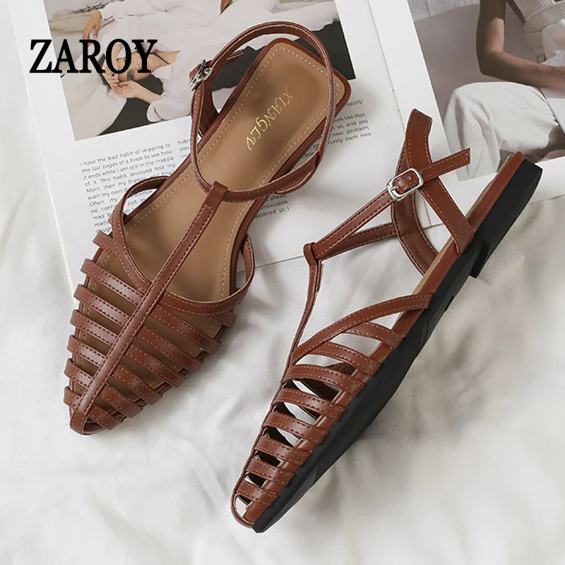 ZAROY Hollow Thin Strip Flat Sandals Women Luxury Pointed Toe Low Heeled Sandals Office Lady Footwear Summer Casual Roman Shoes
ZAROY Hollow Thin Strip Flat Sandals Women Luxury Pointed Toe Low Heeled Sandals Office Lady Footwear Summer Casual Roman Shoes