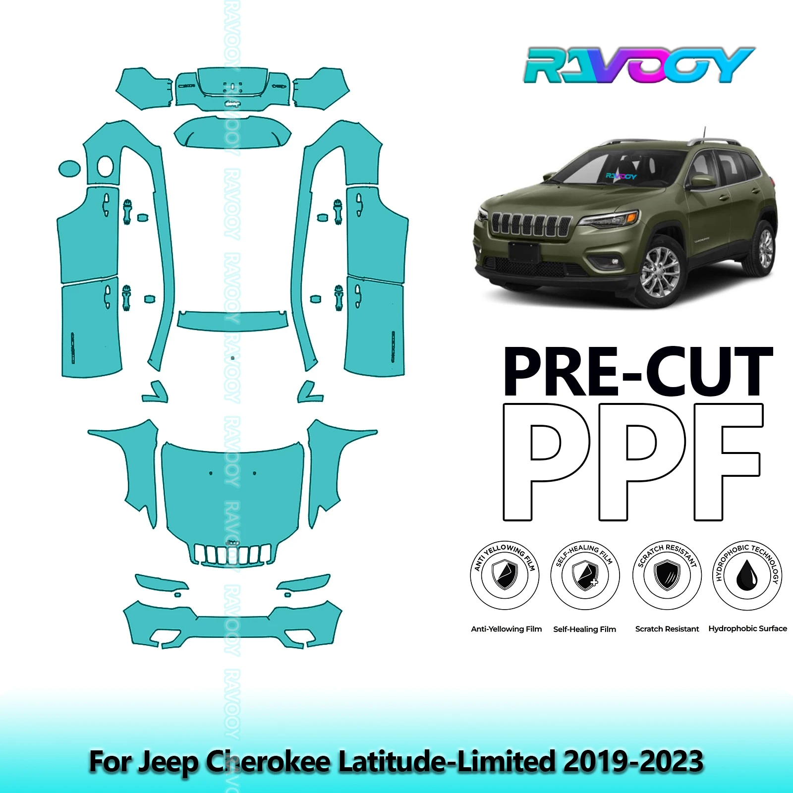 8.5Mil Precut PPF Paint Protection Film Full Vehicle For Jeep Cherokee Latitude-Limited 2019-2023
8.5Mil Precut PPF Paint Protection Film Full Vehicle For Jeep Cherokee Latitude-Limited 2019-2023