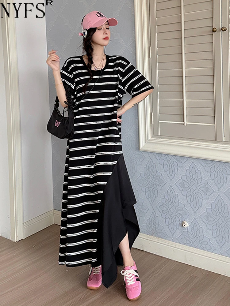 NYFS 2024 Summer New Korea Striped Woman Dress Vestidos Robe Elbise Loose Plus Size Short Sleeve Patchwork Long Dresses
NYFS 2024 Summer New Korea Striped Woman Dress Vestidos Robe Elbise Loose Plus Size Short Sleeve Patchwork Long Dresses