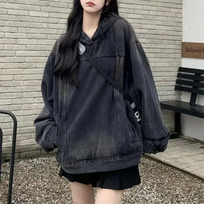 Autumn Winter Korean Harajuku Vintage Denim Hooded Sweatshirts Women Y2k Streetwear Trend Hip Hop Loose Hoodies Hoody Pullovers
Autumn Winter Korean Harajuku Vintage Denim Hooded Sweatshirts Women Y2k Streetwear Trend Hip Hop Loose Hoodies Hoody Pullovers