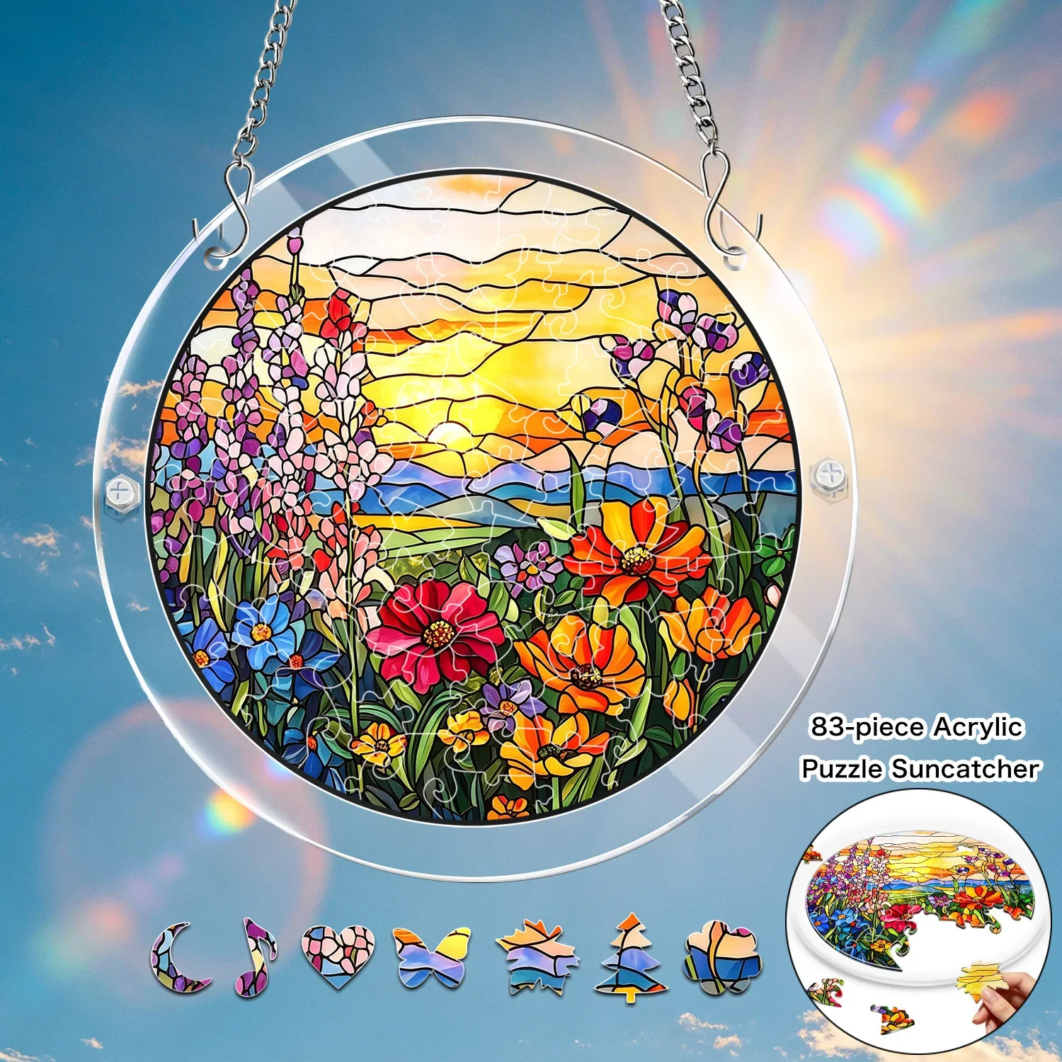 7.4in Colorful acrylic puzzle garden suncatchers window hanging panel, 83 piece puzzle Stained sunlight catcher, Home Ornament
7.4in Colorful acrylic puzzle garden suncatchers window hanging panel, 83 piece puzzle Stained sunlight catcher, Home Ornament