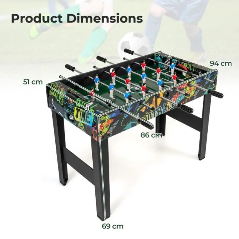 37 Inch Mini Foosball Table 2-in-1 Game Table with Detachable Legs for Tabletop-Black
37 Inch Mini Foosball Table 2-in-1 Game Table with Detachable Legs for Tabletop-Black