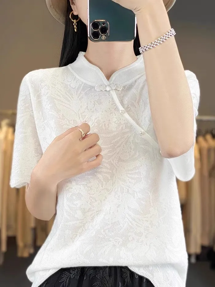 Новинка весны 2022, женский вязаный топ ort Sve, шелковая шерстяная футболка с вышивкой и пуговицами V-Ne, цветная футболка обычной длины
Новинка весны 2022, женский вязаный топ ort Sve, шелковая шерстяная футболка с вышивкой и пуговицами V-Ne, цветная футболка обычной длины